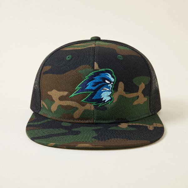 CAP Snapback Flat BIll Trucker Woodland Camo/Black; $23.99