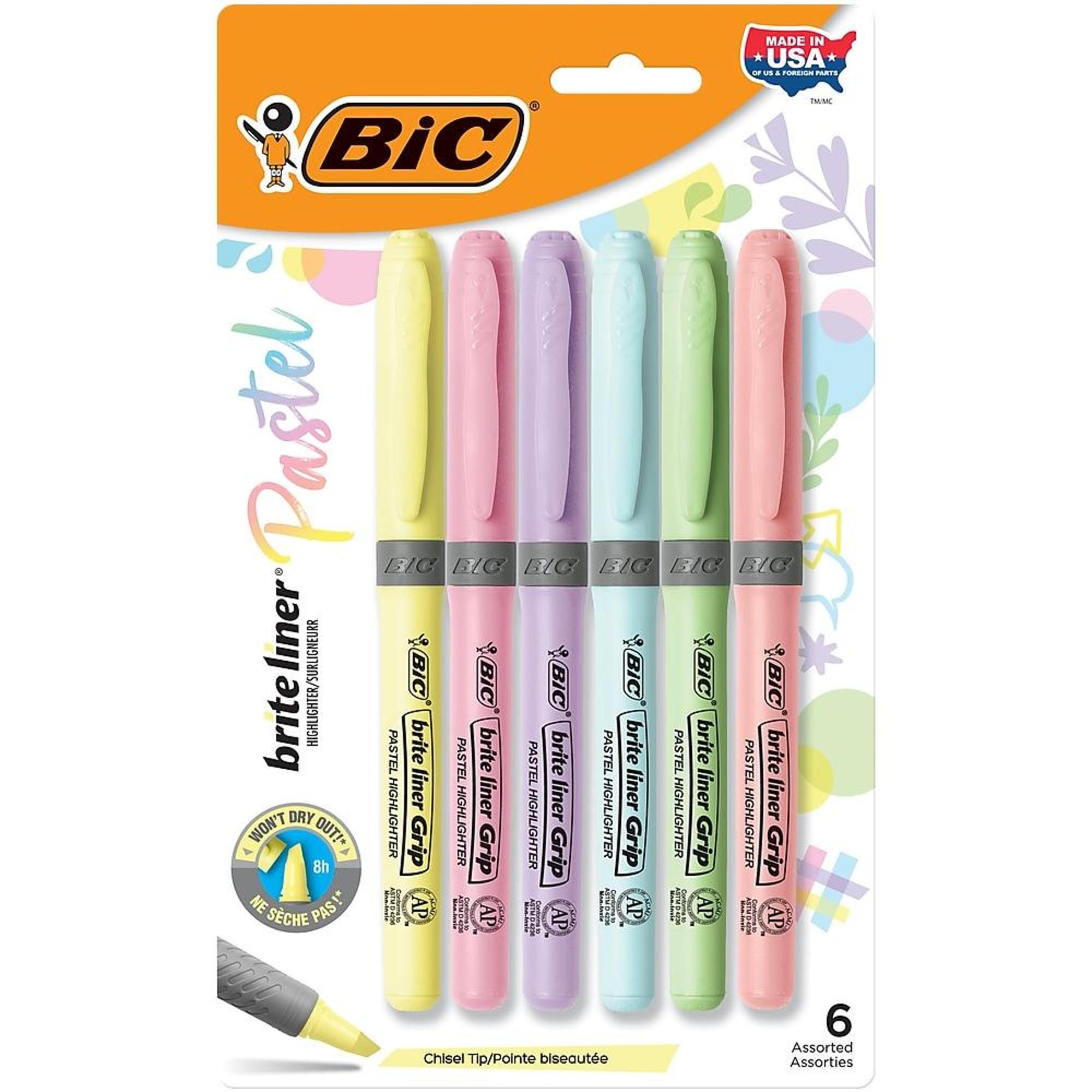 image of: BIC Brite Liner Pen Style Highlighter - Asst Chisel 6Pk BP Pastel