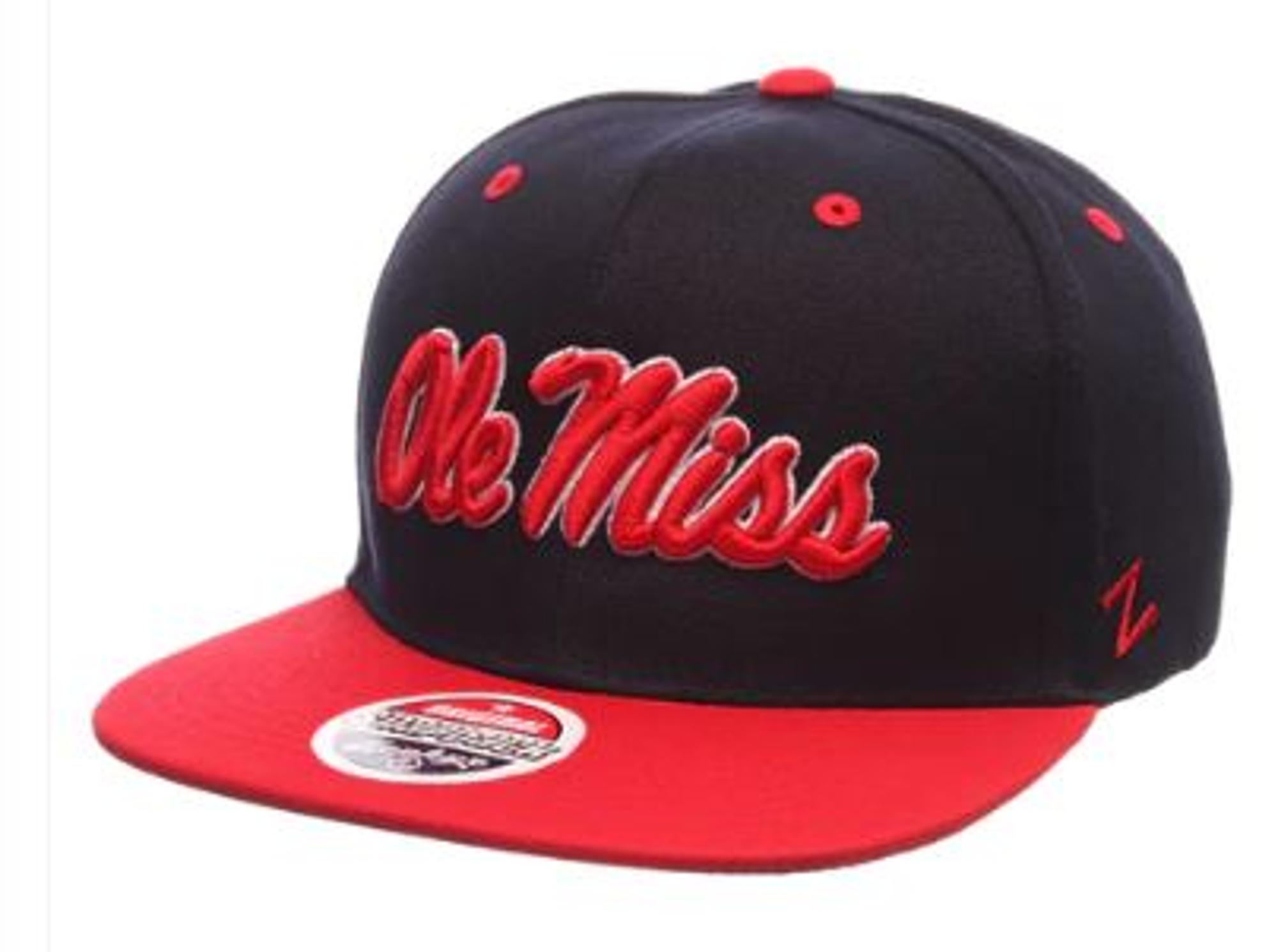 image of: Ole Miss Script Z11 Flat Bill Snapback Navy/Red