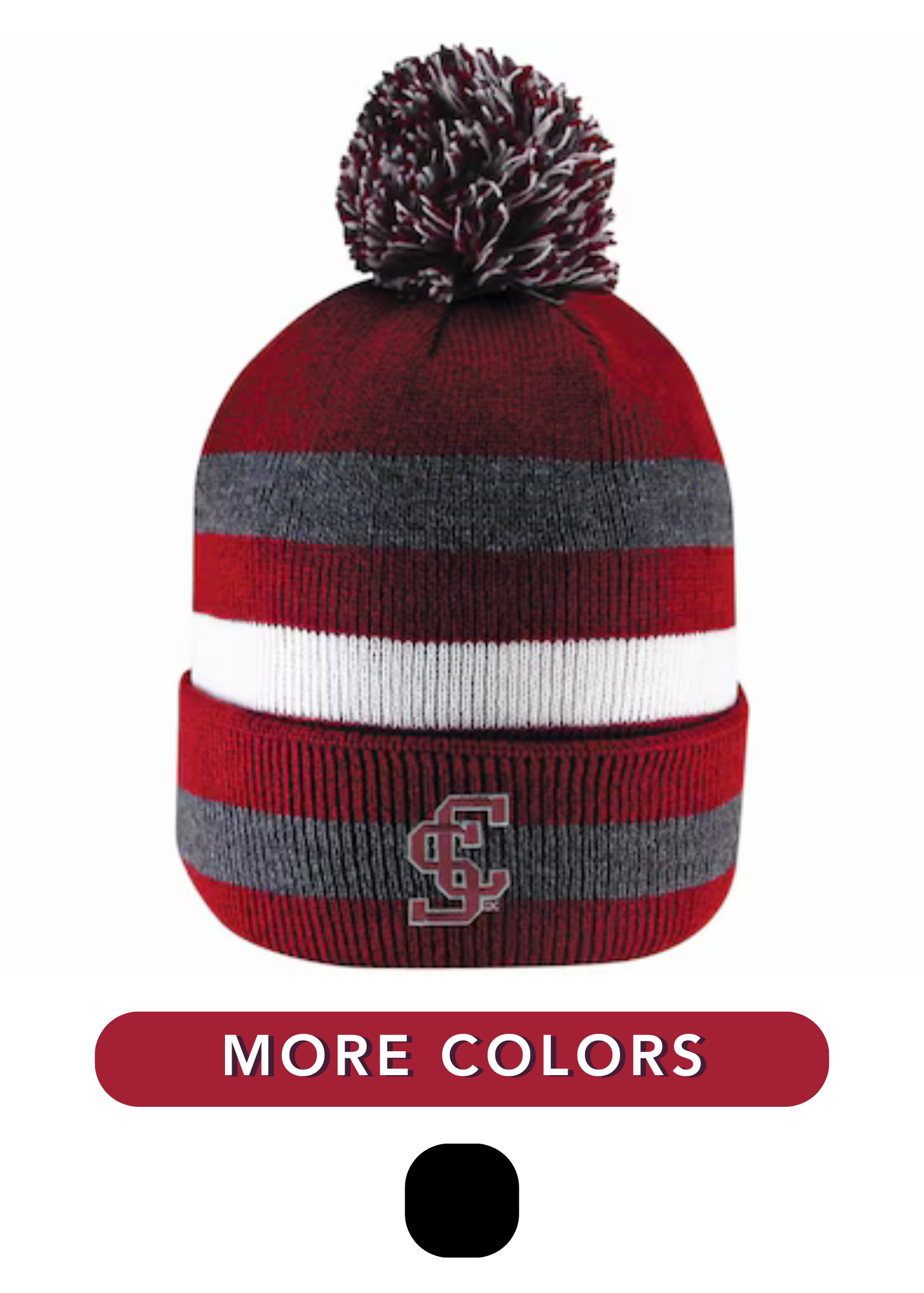 image of: Santa Clara Broncos Striped Cuff Pom Beanie