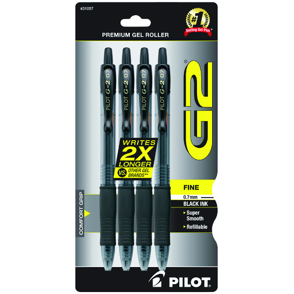 PILOT G2 FINE ASST. GEL ROLLER PENS 4CT; $9.99