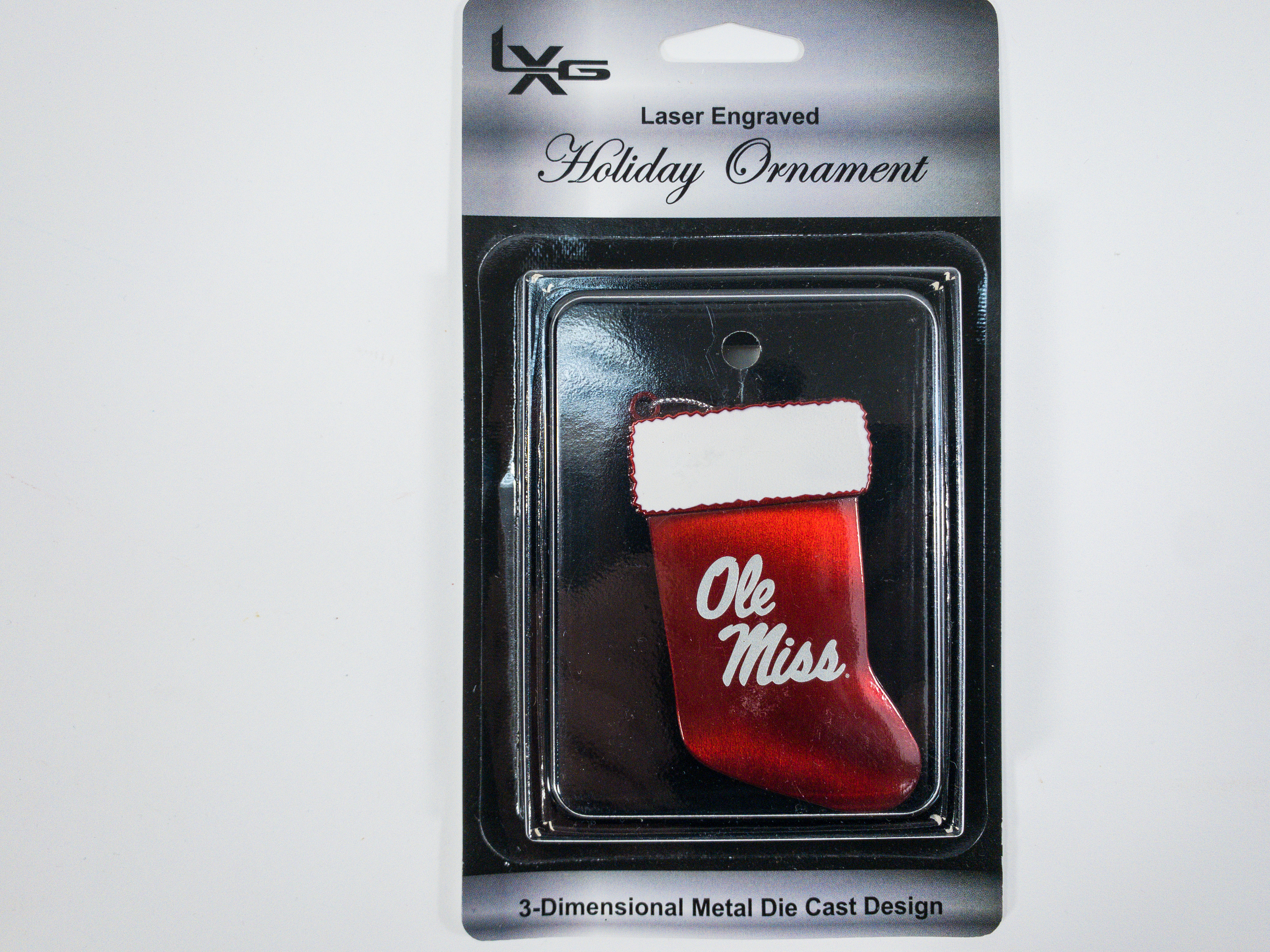 image of: Ole Miss Metal Stocking Ornament Red