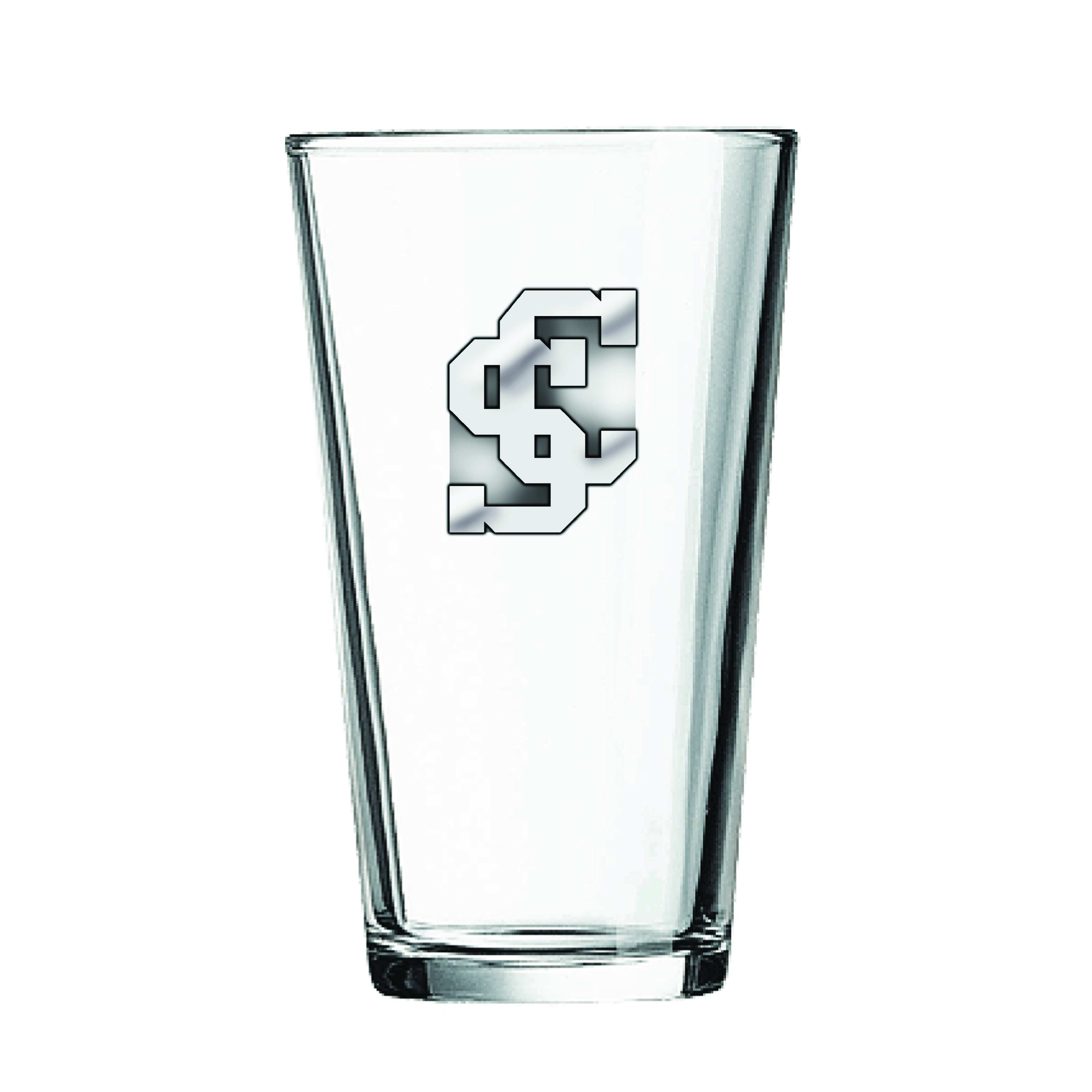 image of: Santa Clara Broncos 16oz Pint Glass with Pewter Emblem