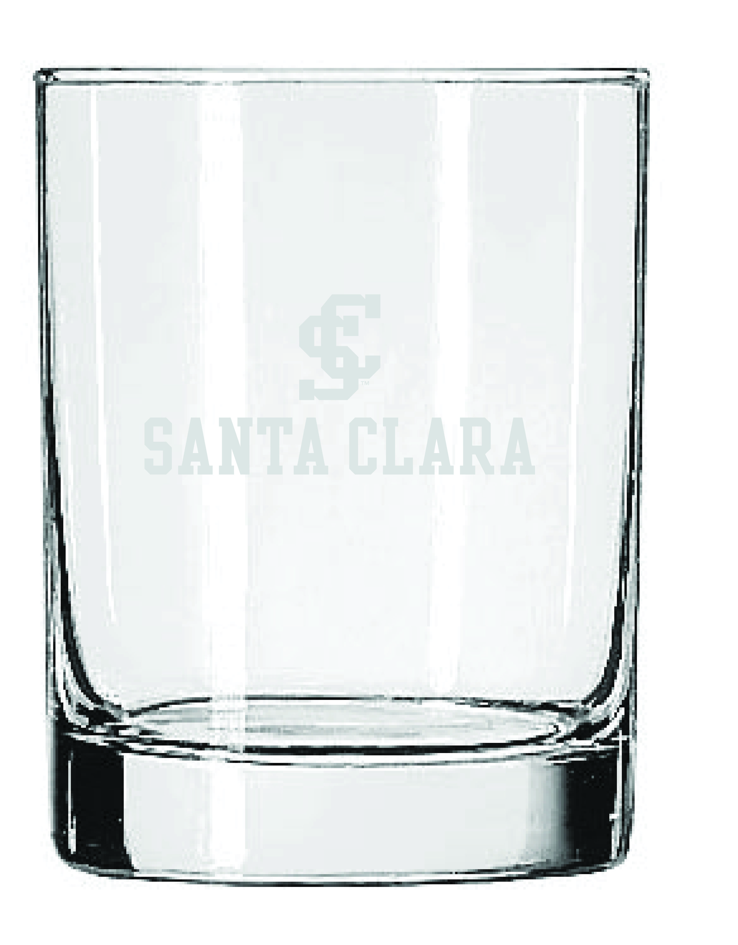 image of: Santa Clara Broncos 14oz Etched Rocks Glass
