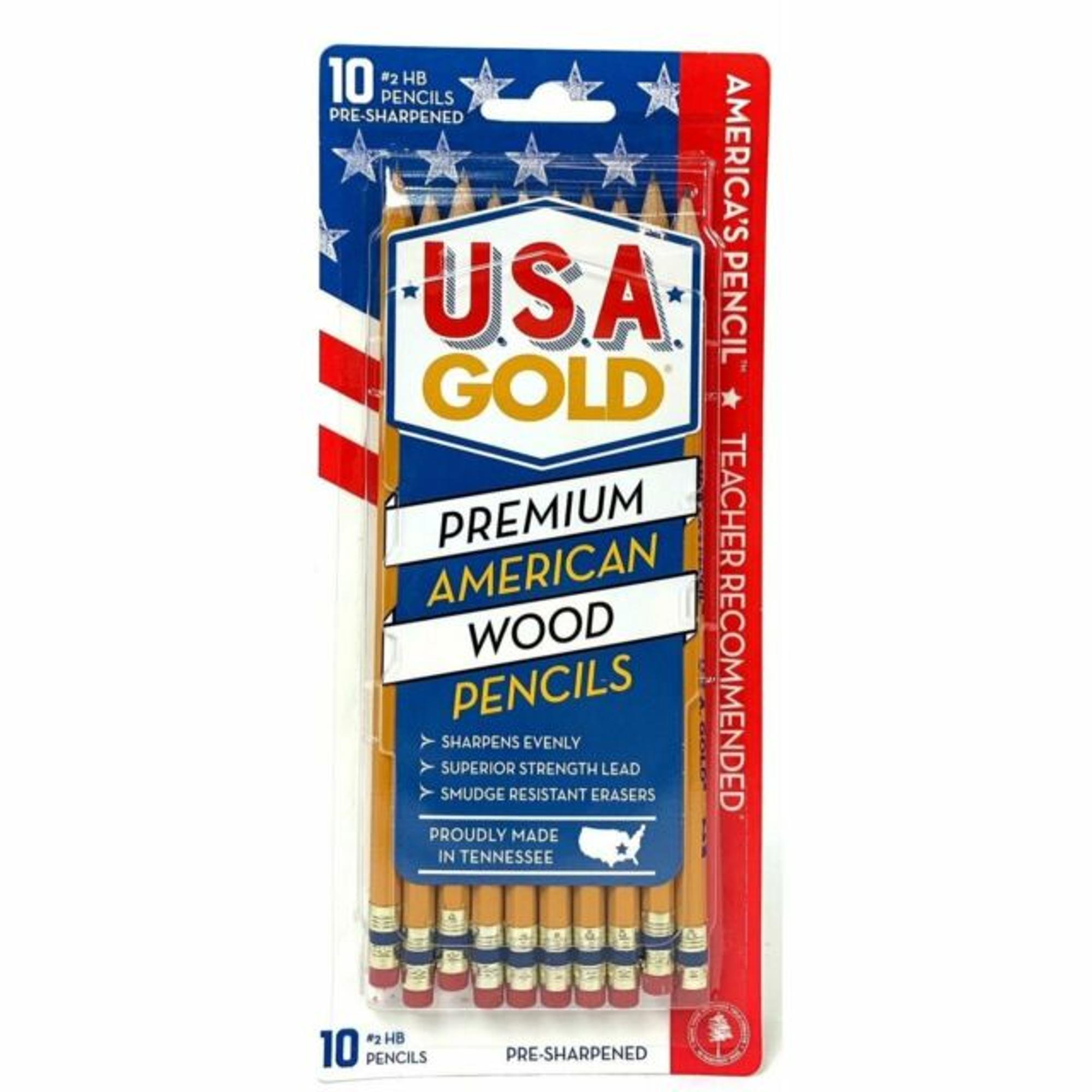 image of: Board Dudes USA Gold Premium Woodcase Pencil - Black #2 10Pk BP Pre-Sharpened