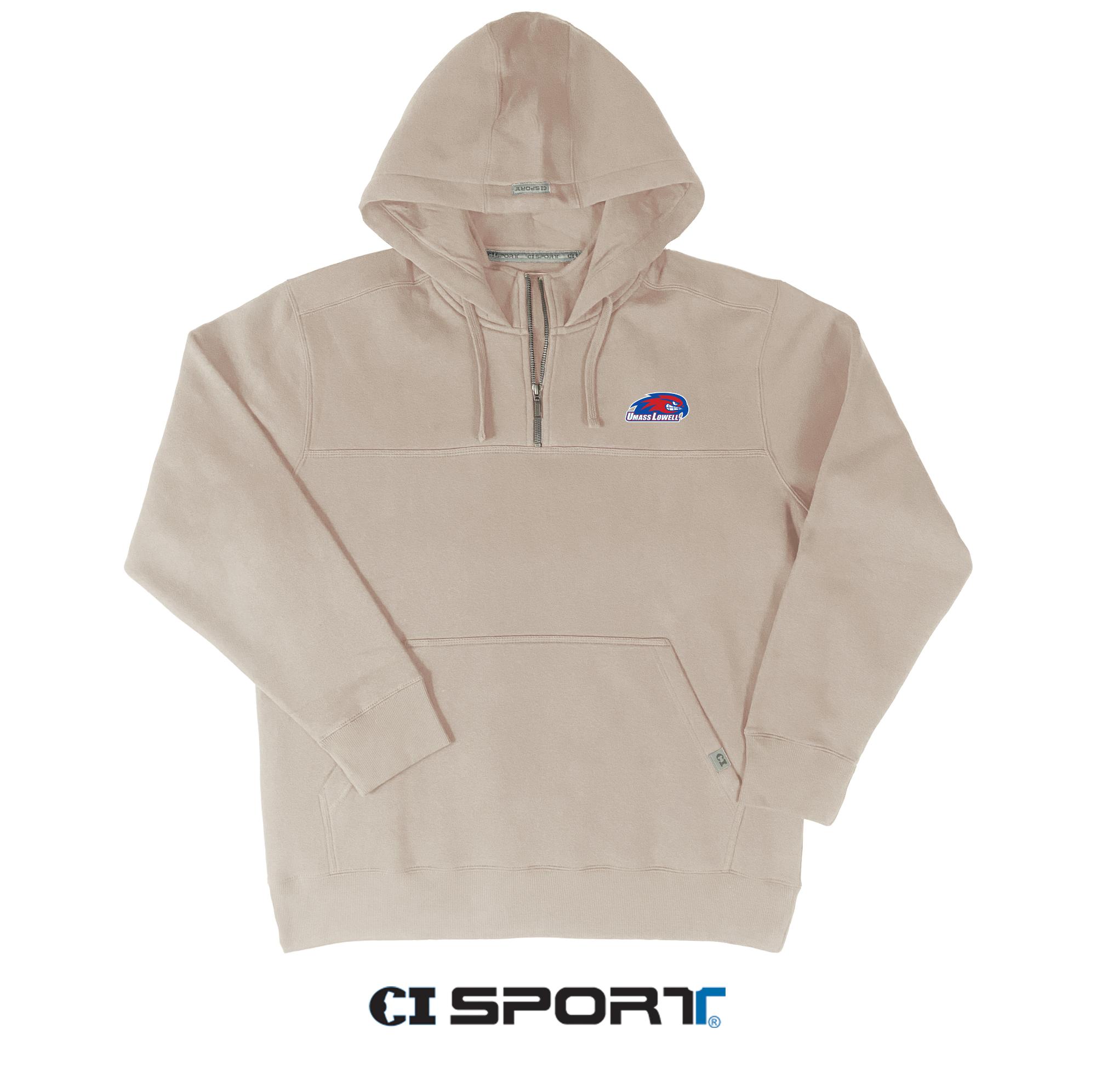 image of: Summit Quarter Zip Hoodie Sand Full Color Logo