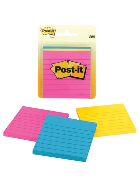 Post-It Lined 3in x 3in Sticky Notes, 3 Pack, Cape Town; $5.98