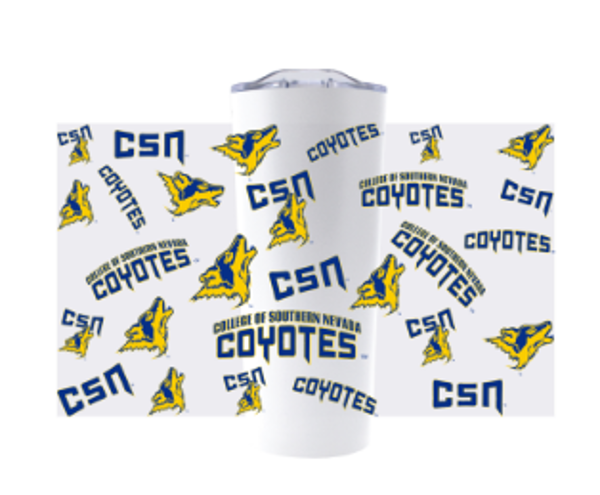 CSN 22 OZ TUMBLER WHT ALL OVER; $33.99