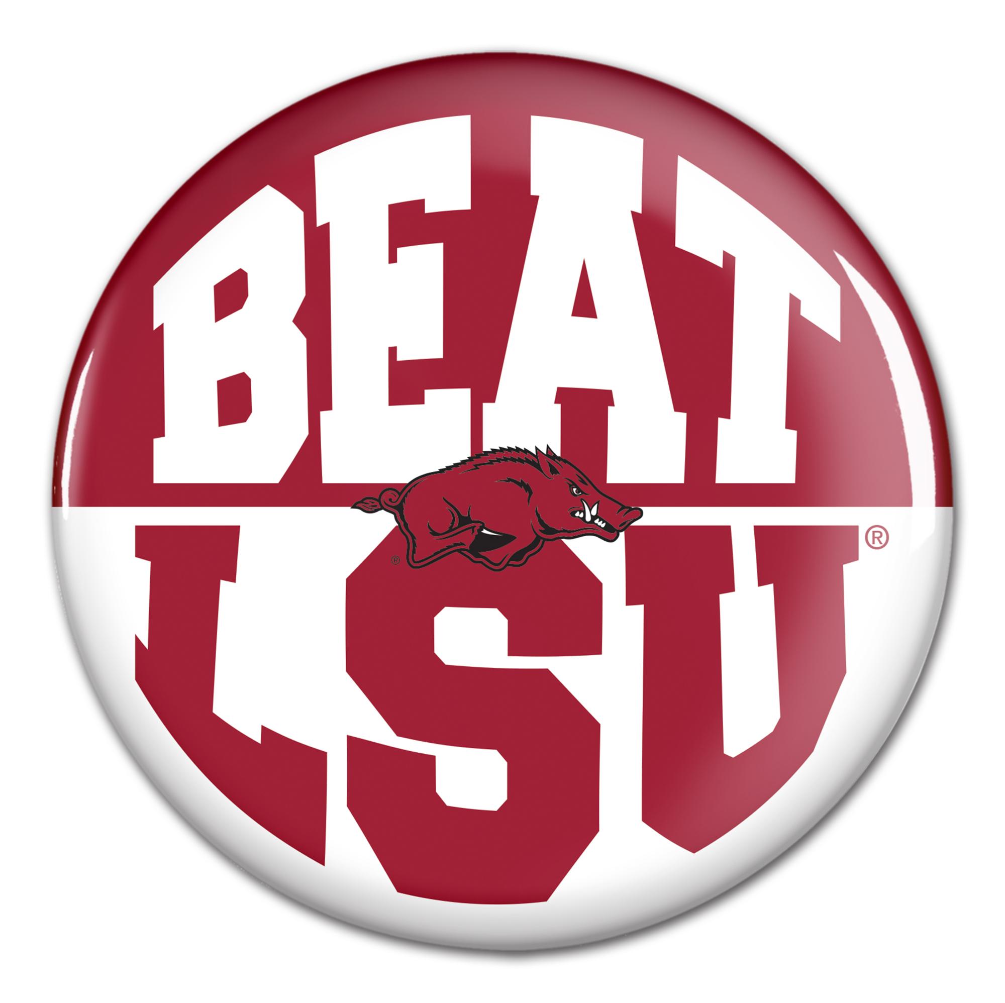image of: Arkansas Razorbacks Arched Crimson Beat LSU Gameday Button