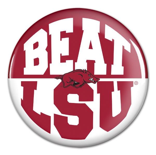 Arkansas Razorbacks Arched Crimson Beat LSU Gameday Button; $3.99