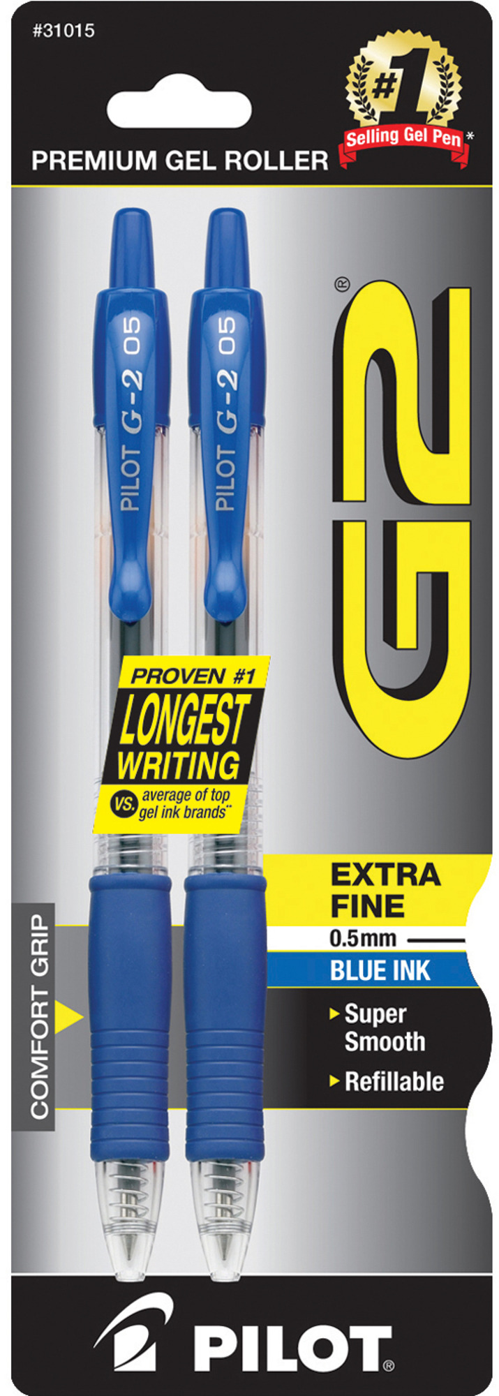 image of: Pilot G2 Retractable Gel Pen - Blue .5mm 2Pk BP