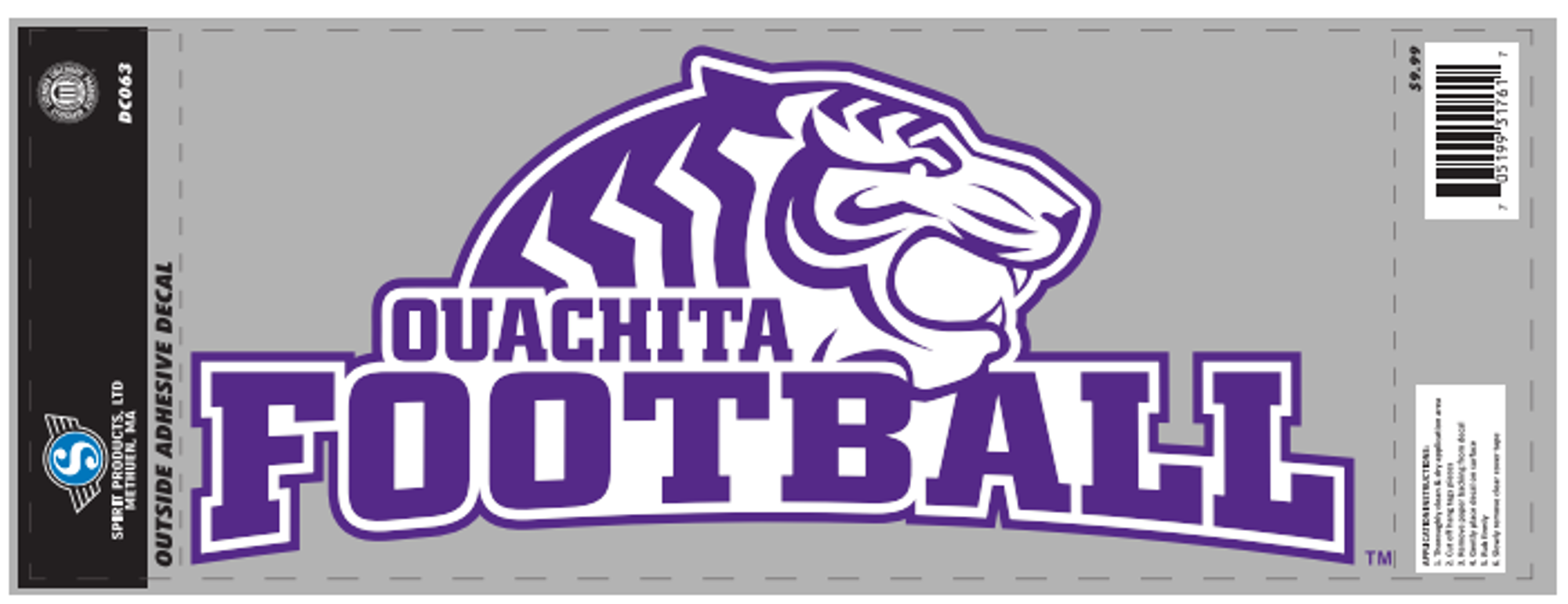 image of: Ouachita Football Adhesive Decal