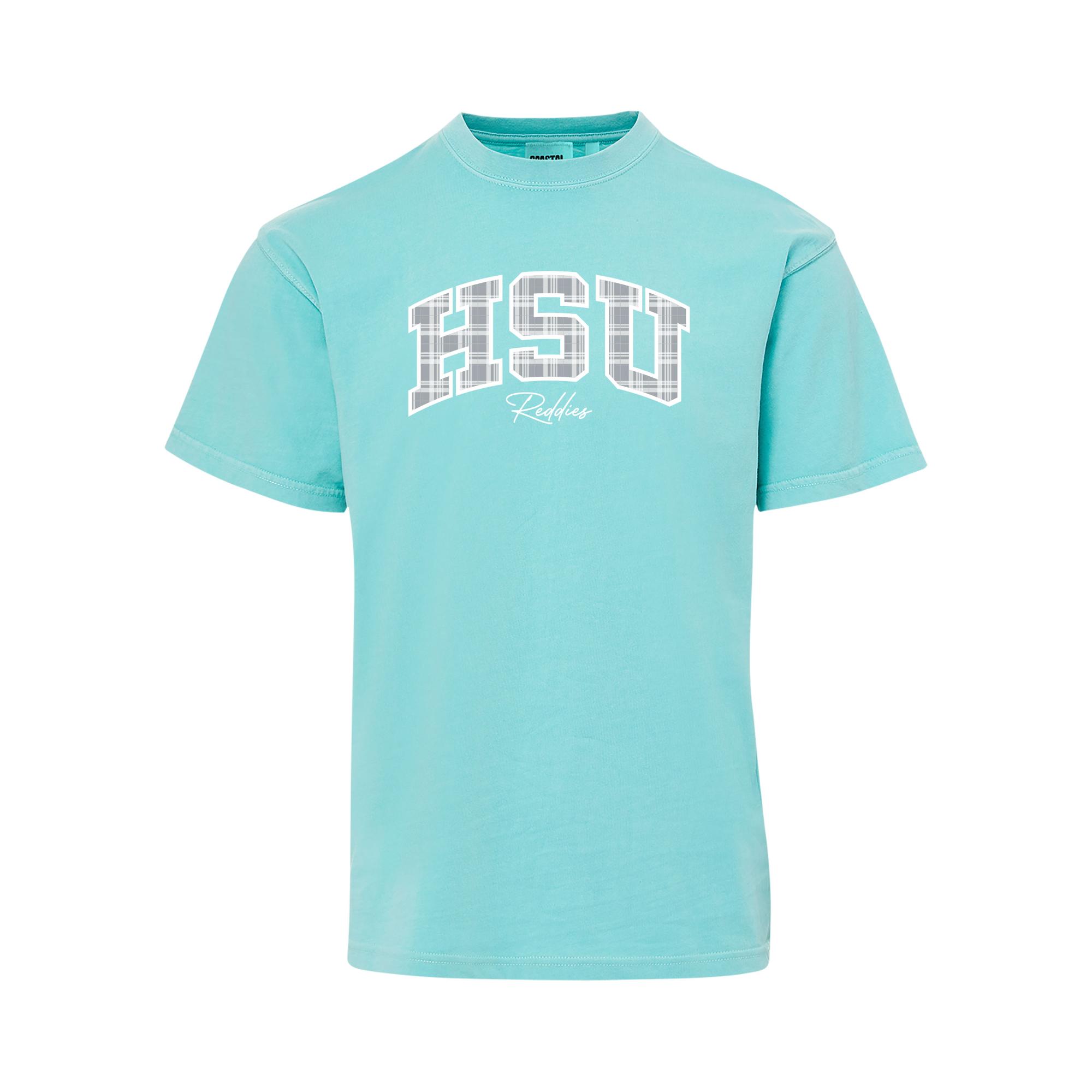Product image 1 of 1 for HSU Reddies Plaid Applique Coastal Color Tee