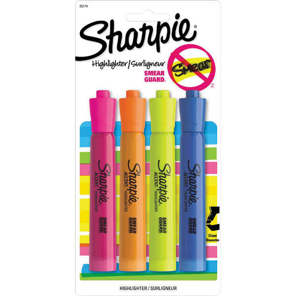 Sharpie Jumbo Tank Style Highlighter - Asst Chisel 4Pk; $4.99