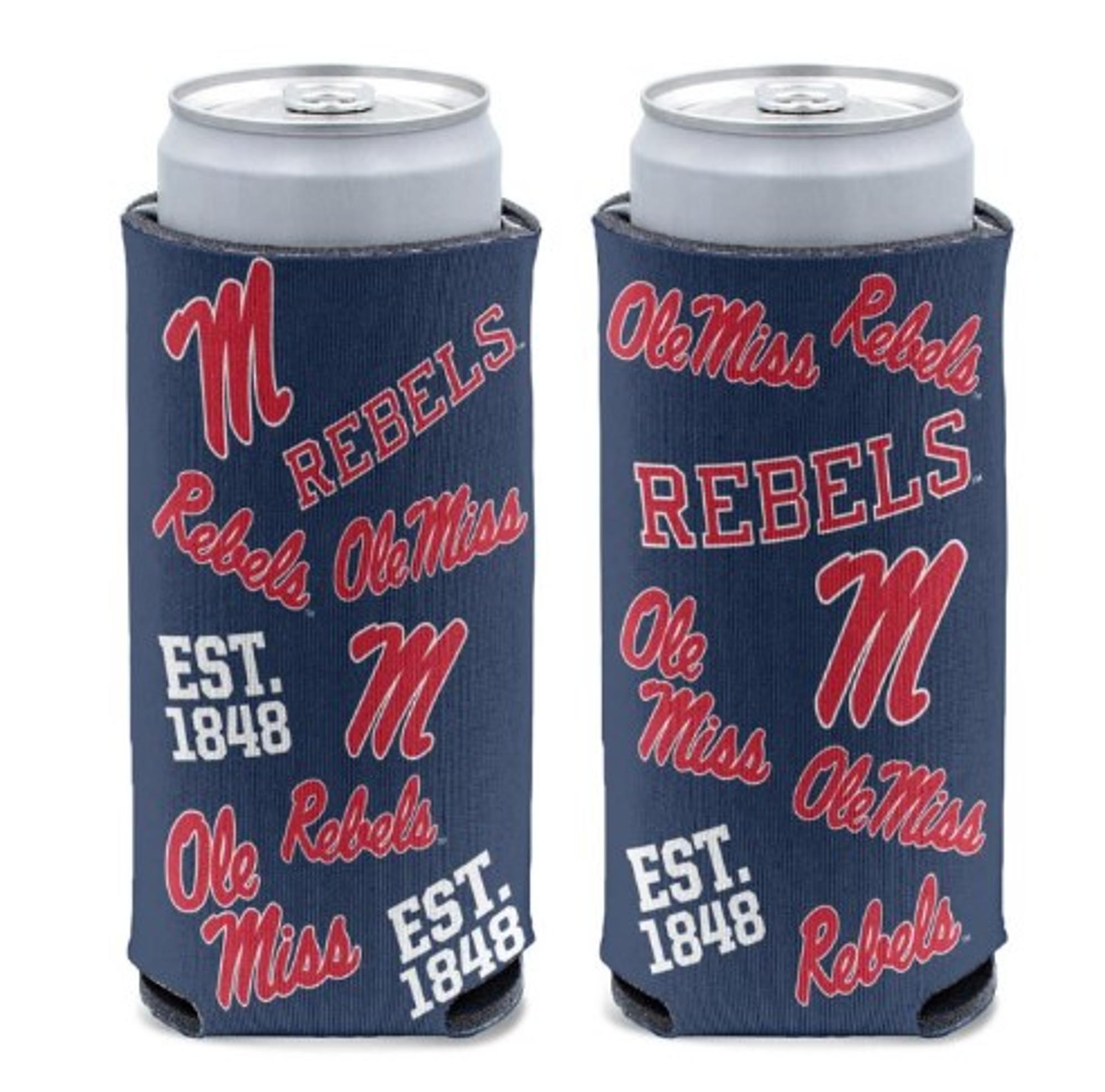 image of: Ole Miss Scatterprint Slim Can Cooler Navy