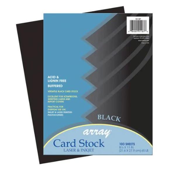 Pacon Card Stock 8-1/2" x 11" 100sheet Packs - BLACK or WHITE; $18.99