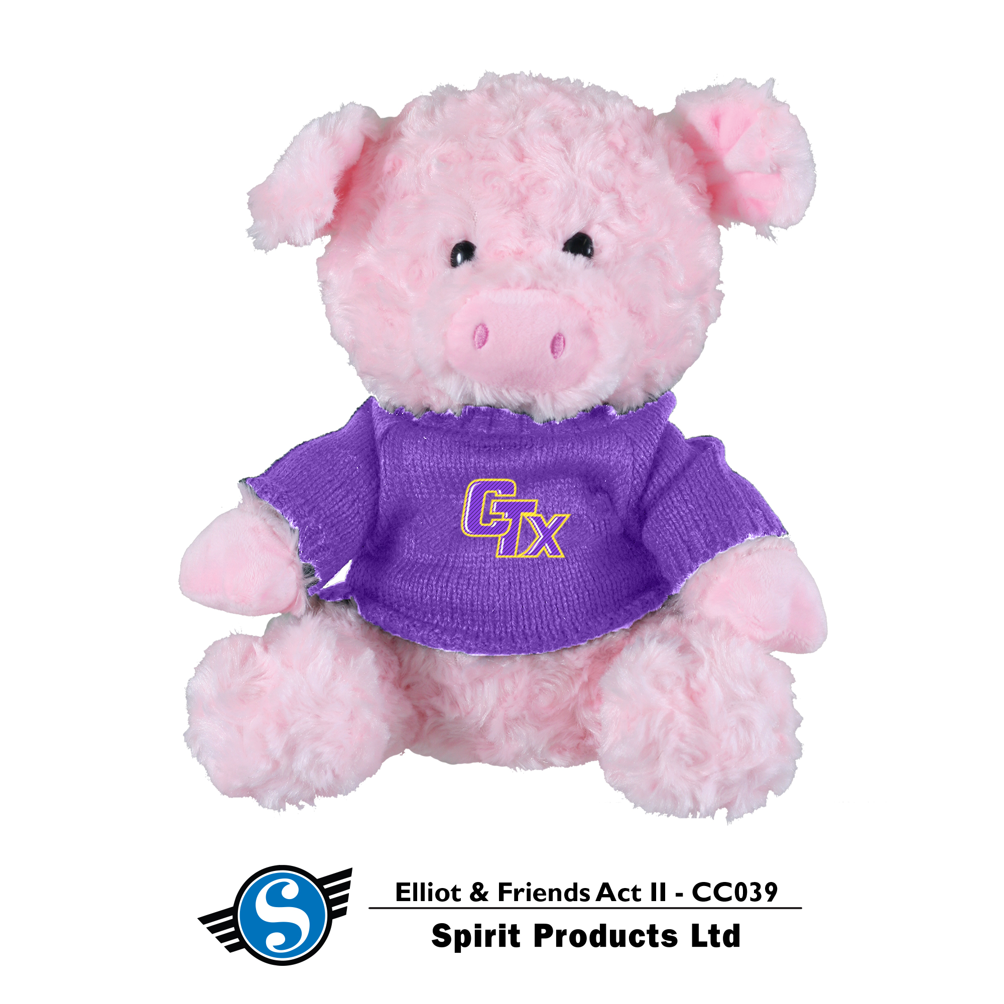 image of: Plush Pink Pig in CTX Sweater