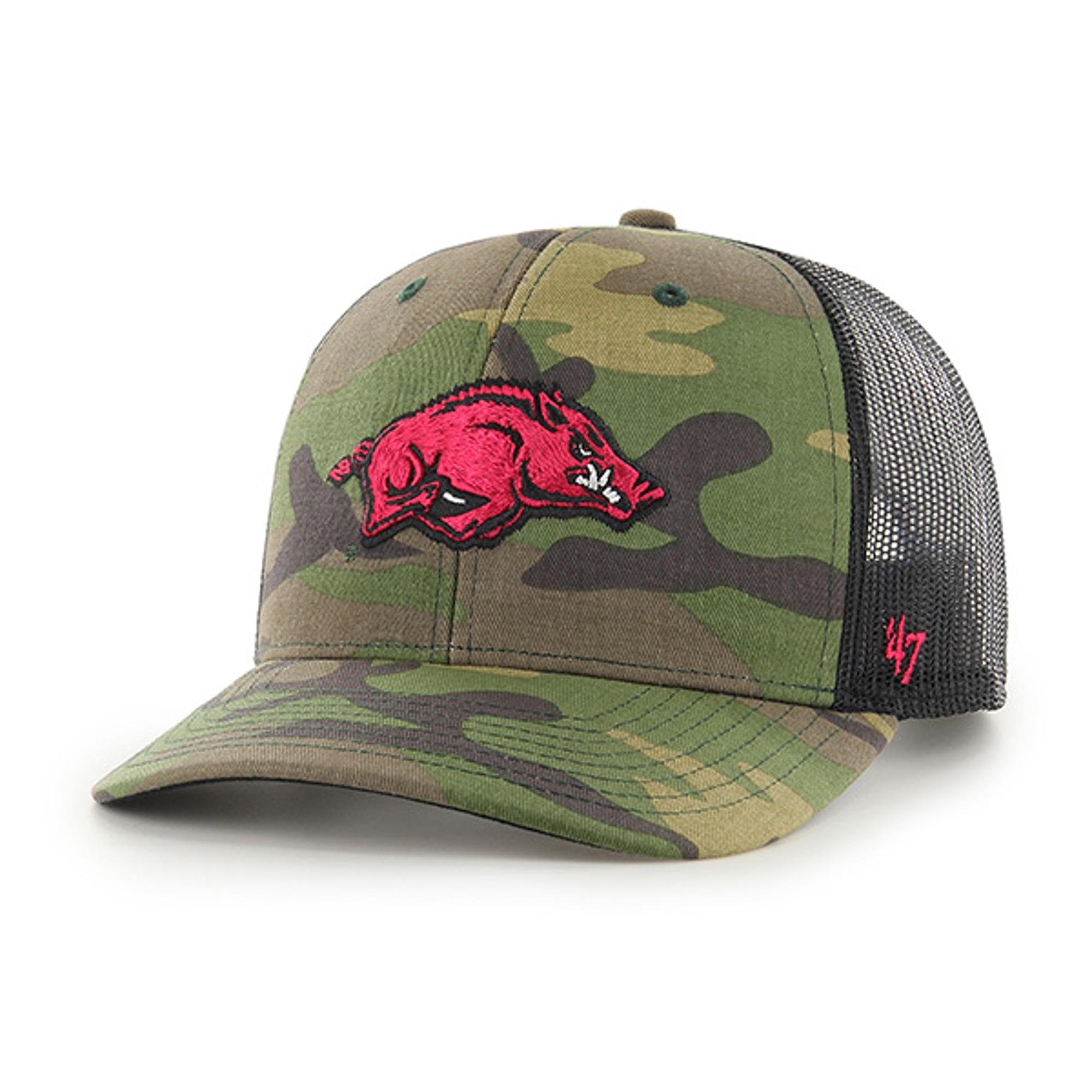 image of: Arkansas Razorbacks 47' Camo Trucker Hat