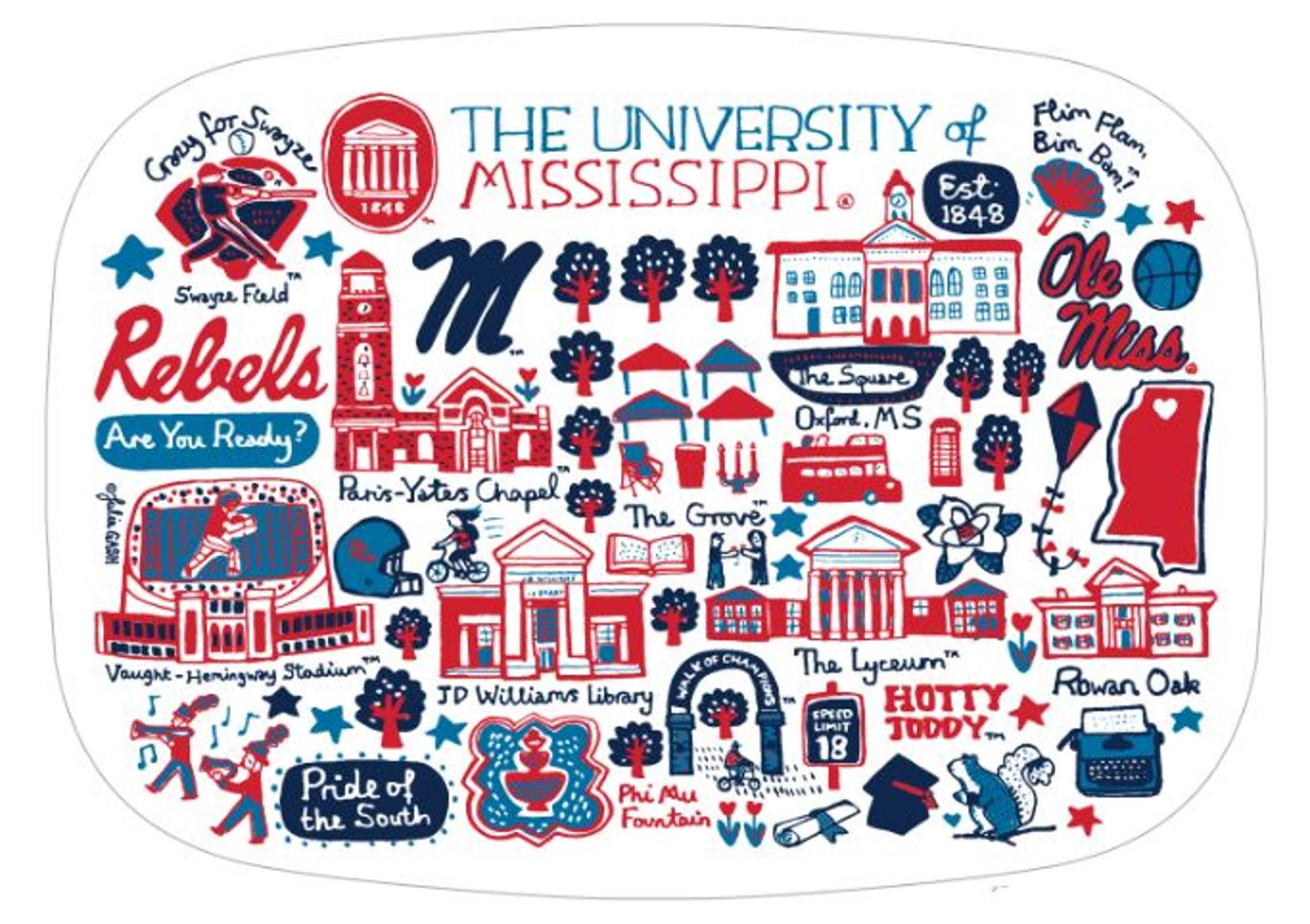 image of: Julia Gash University of Mississippi Melamine Platter 14in