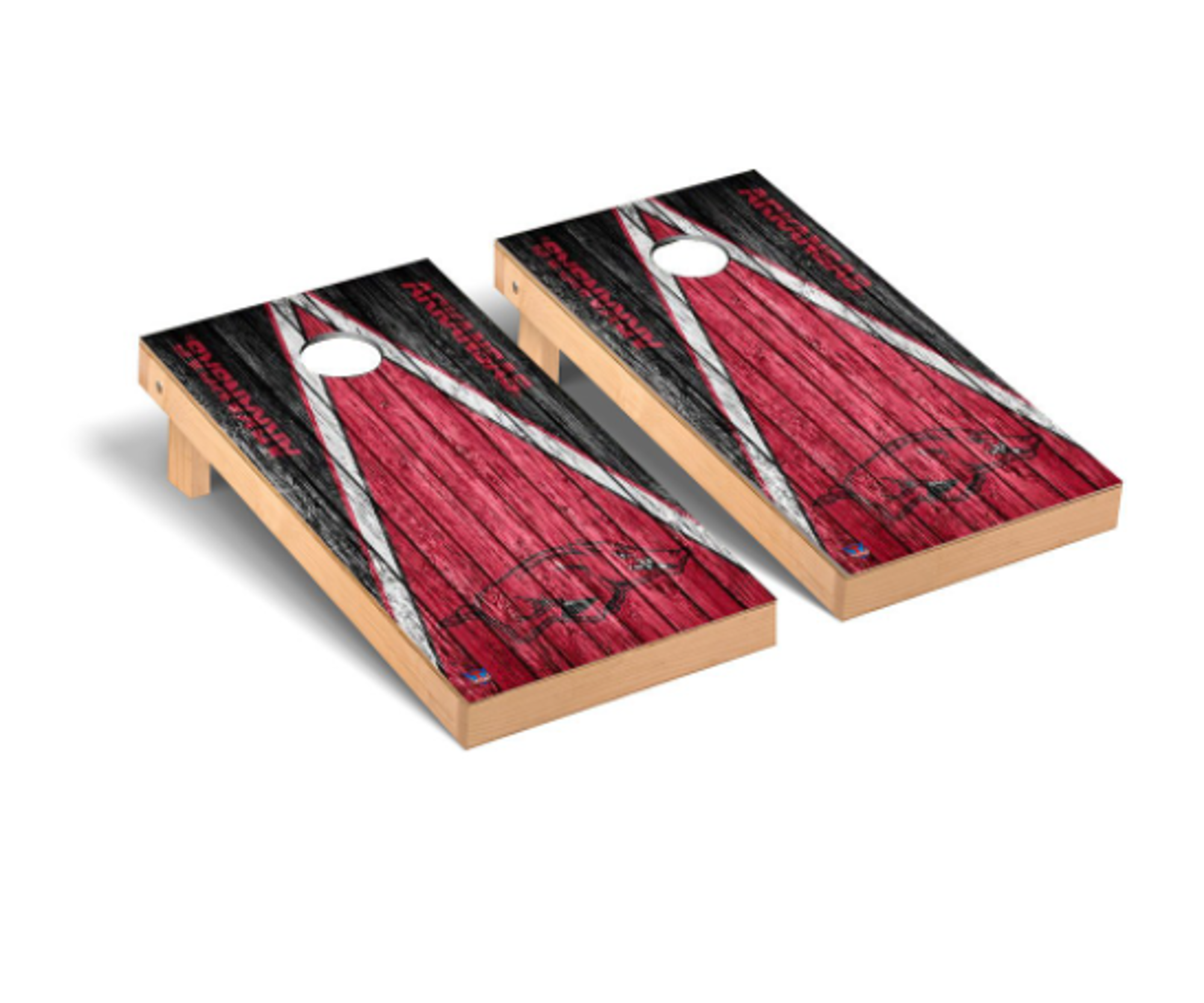 image of: Arkansas Razorbacks Weathered Regulation Cornhole Game Set- DROP SHIP ONLY