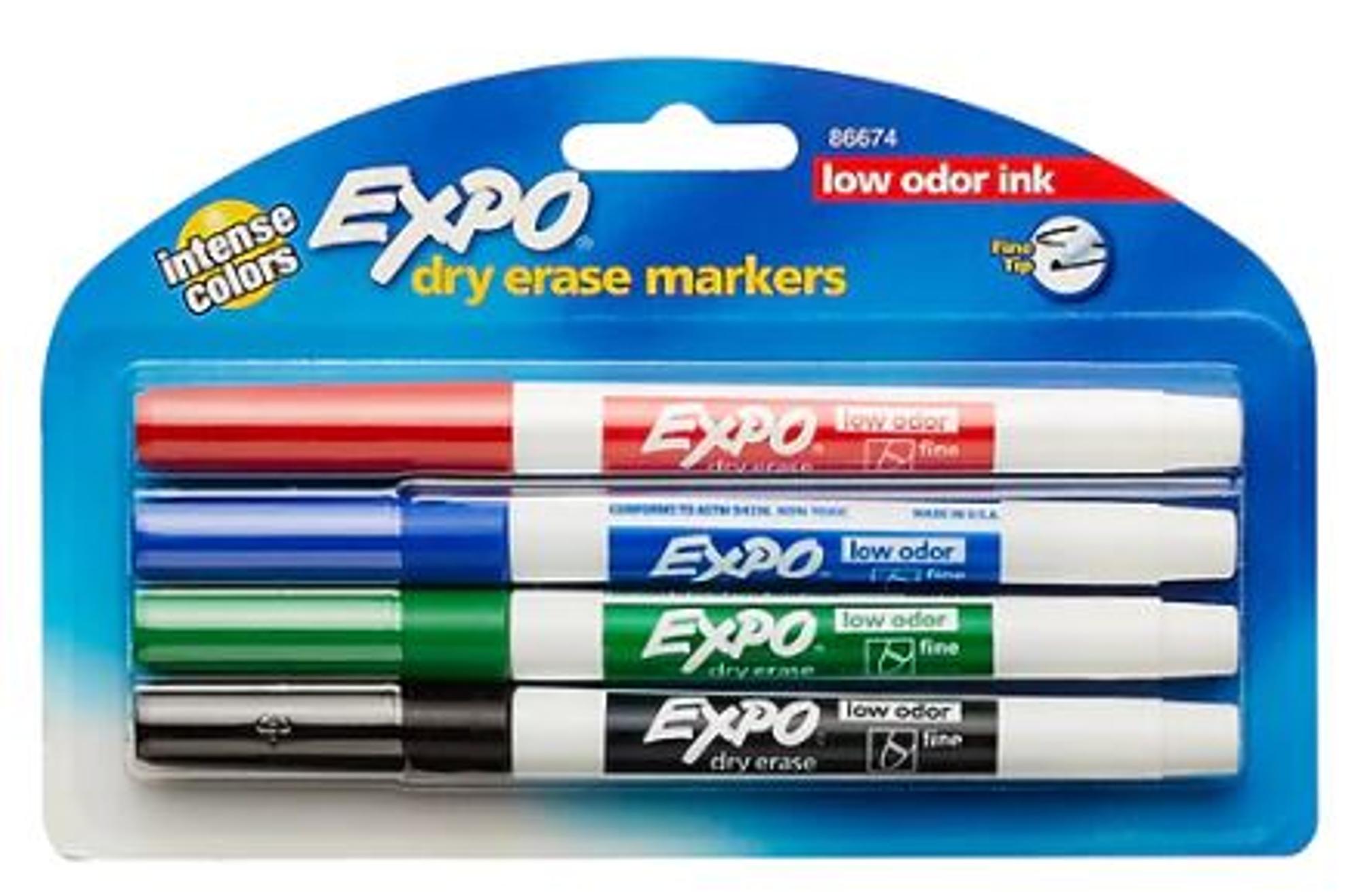 image of: Expo Fine Dry Erase Markers Low Odor 4pk Assorted