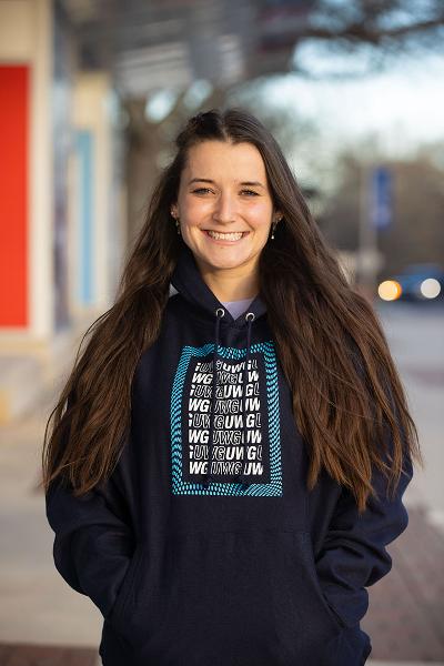 CHAMPION FRAMED UWG REVERSES TEXT WEAVE HOODIE; $39.99