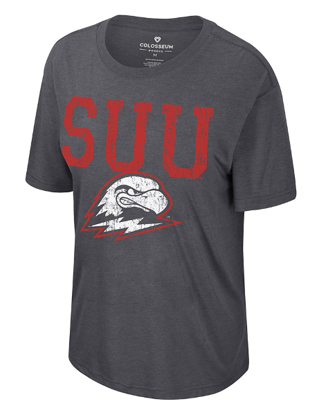 COLOSSEUM WOMENS TEE  LIGHT CHARCOAL S/S SUU THOR; $34.00