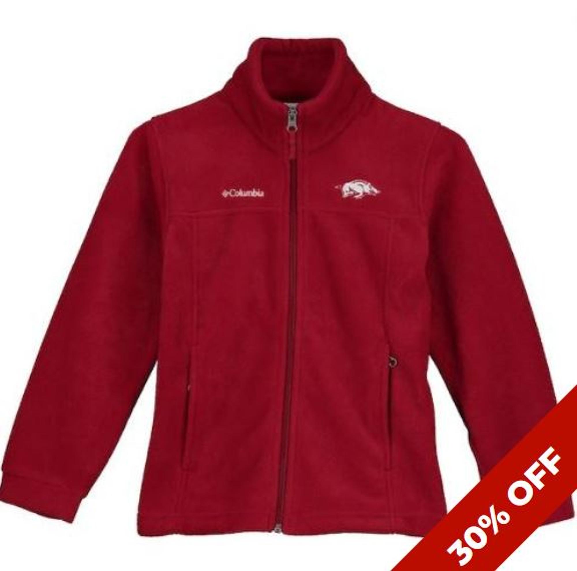 image of: Arkansas Razorbacks Columbia Youth Full Zip Fleece - Red