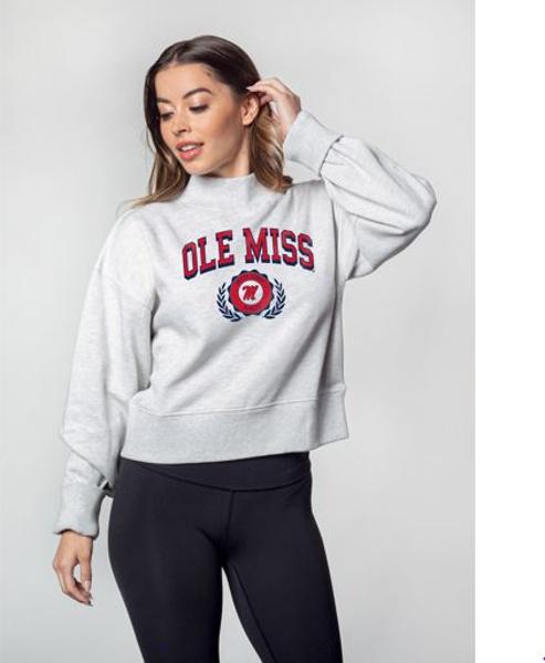 Ole Miss Laurels Hailey Mock Neck Cropped Sweatshirt L/XL; $52.99