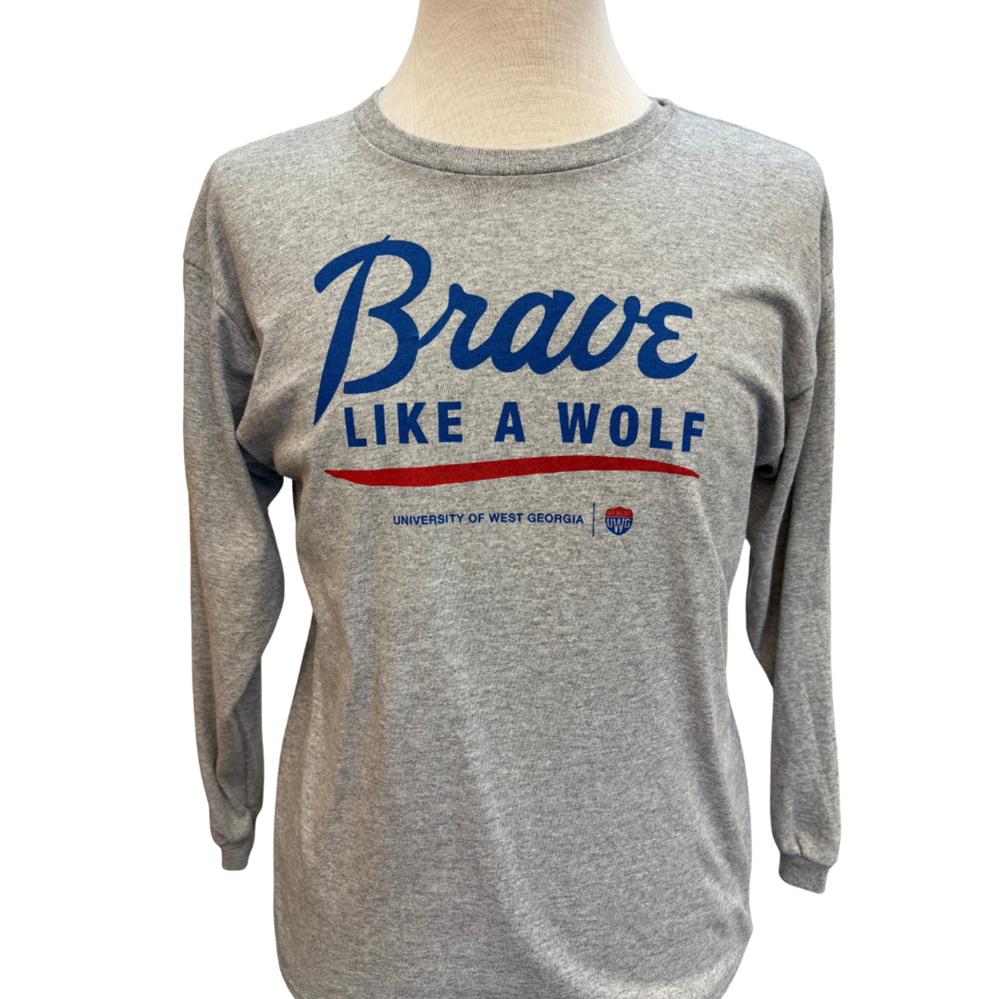 image of: BRAVE LIKE A WOLF LONG SLEEVE TEE UWG SHIELD LOGO