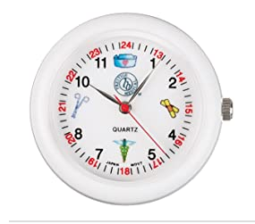 image of: Prestige Medical Analog Stethoscope Watch with Medical Symbols, White