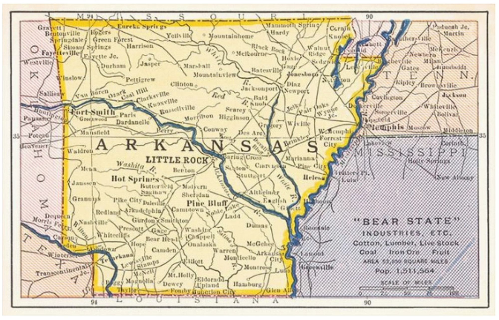 image of: Vintage Map of Arkansas Territory Magnet