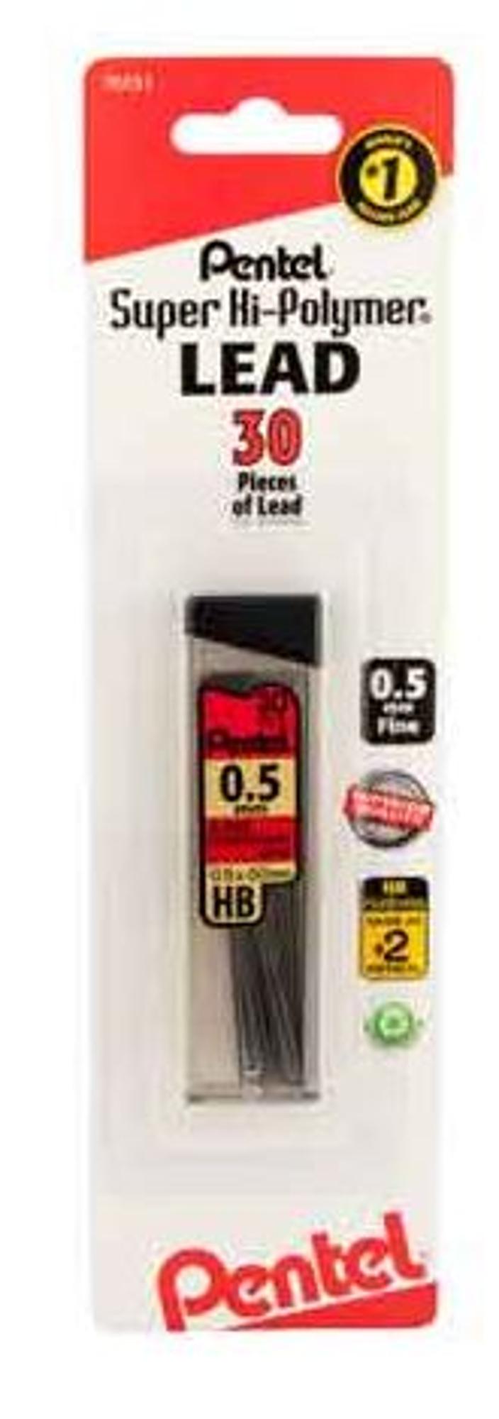 image of: Super Hi-Polymer .5mm HB Lead Refills 30ct Carded