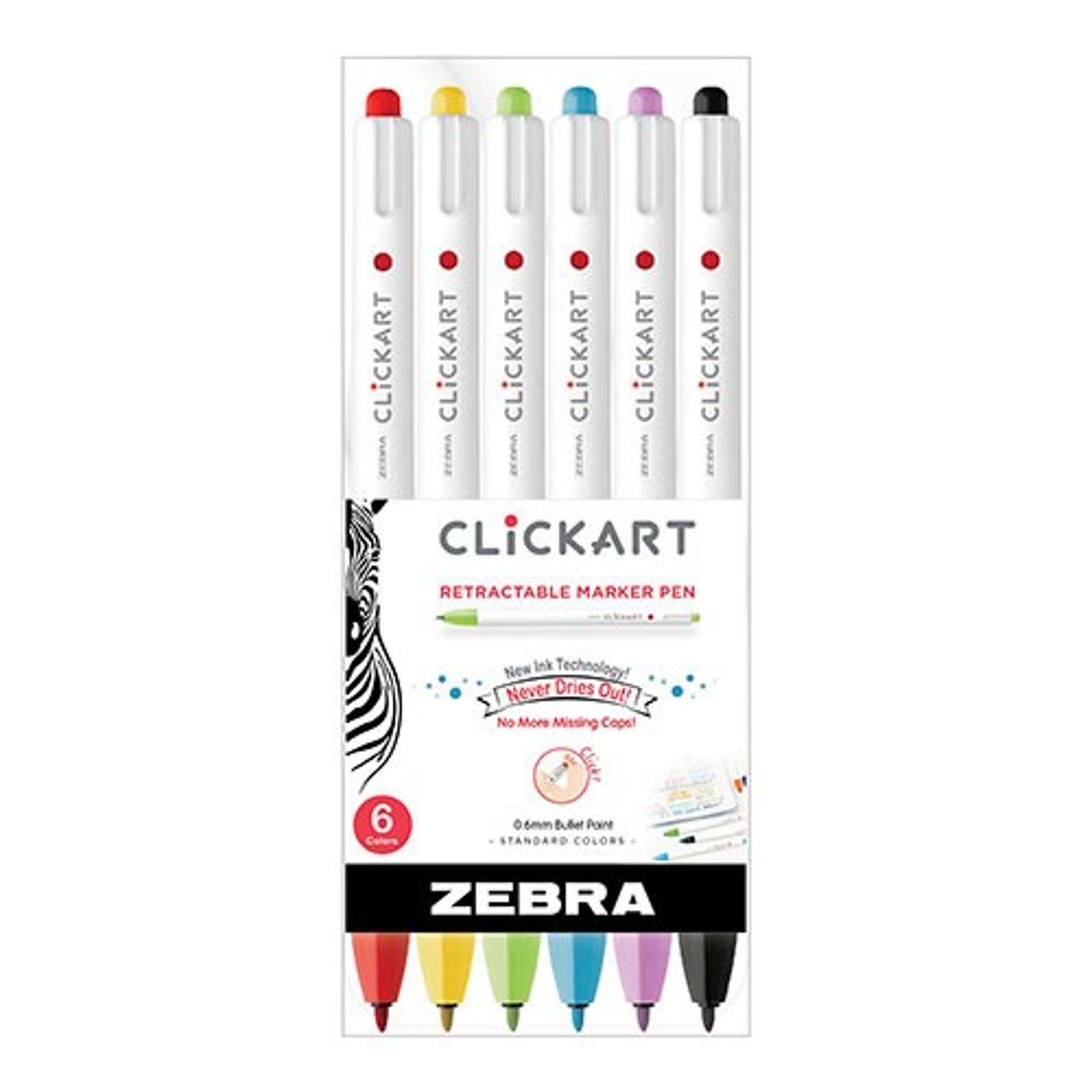 image of: CLICKART MARKER PENS ZEBRA 6CT