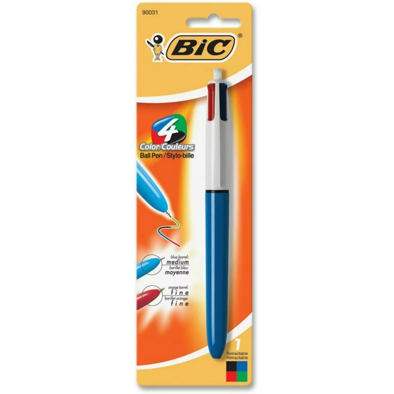 image of: BIC 4-Color Retractable Ballpoint Pen Asst 1.0mm 1PK