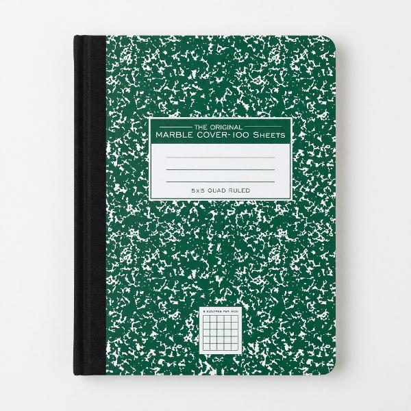 GRAPH COMPOSITION BOOK GREEN MARBLE; $4.99
