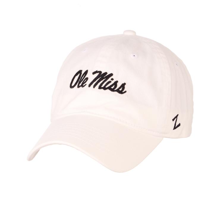 image of: Ole Miss Navy Script Scholarship Adjustable Hat White