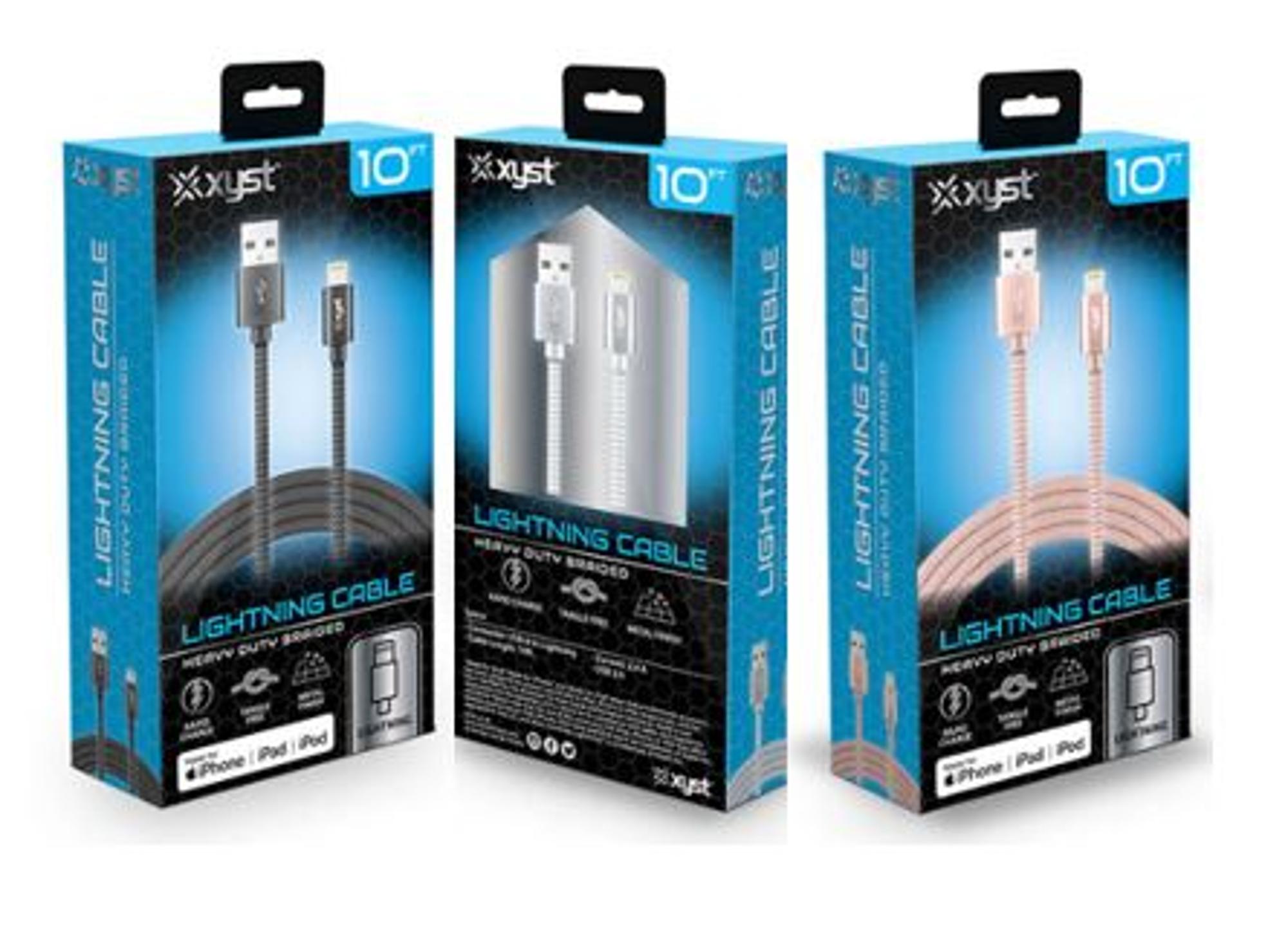 image of: XYST Braided Lightning Cord for Apple - 10ft