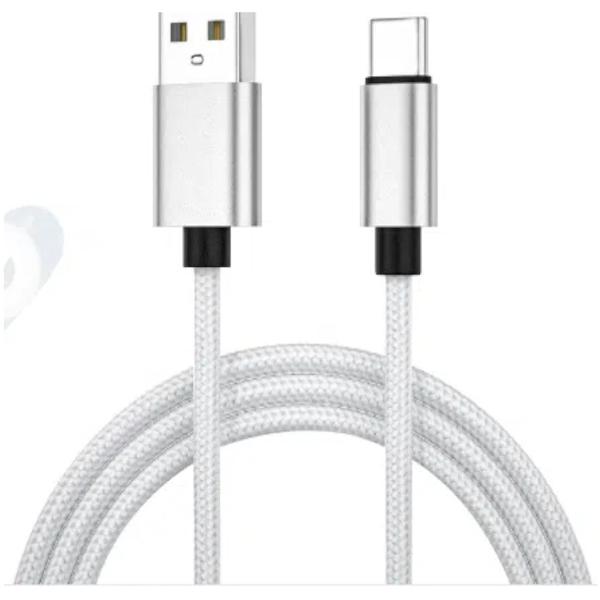 CABLE 3' BRAIDED USB-C TO USB-A SILVER; $6.99