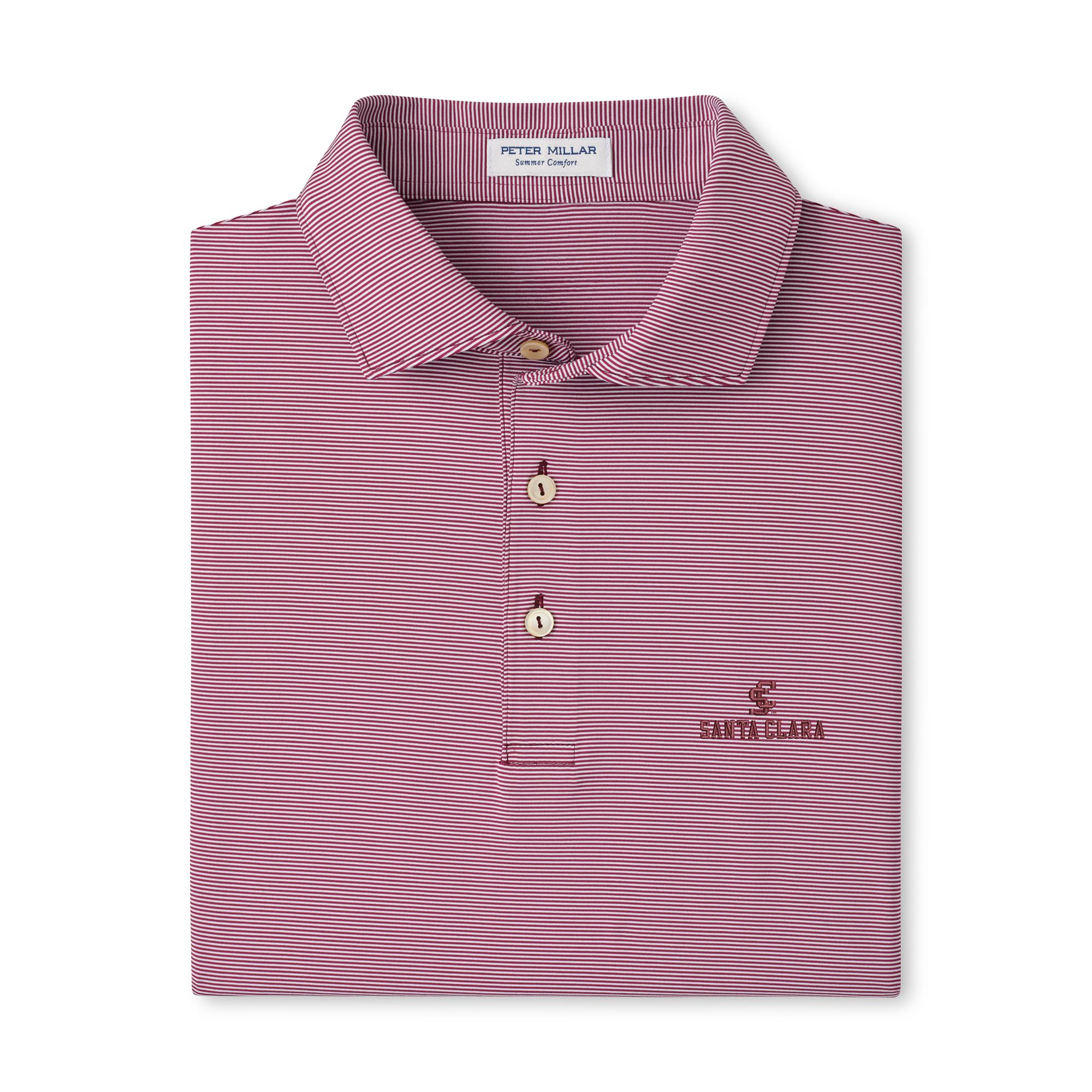 Product image 1 of 1 for Santa Clara Broncos Peter Millar Jubilee Stripe Stretch Jersey Polo, Maroon