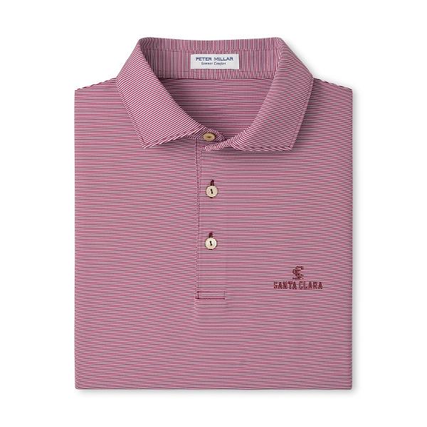 Santa Clara Broncos Peter Millar Jubilee Stripe Stretch Jersey Polo, Maroon; $159.99