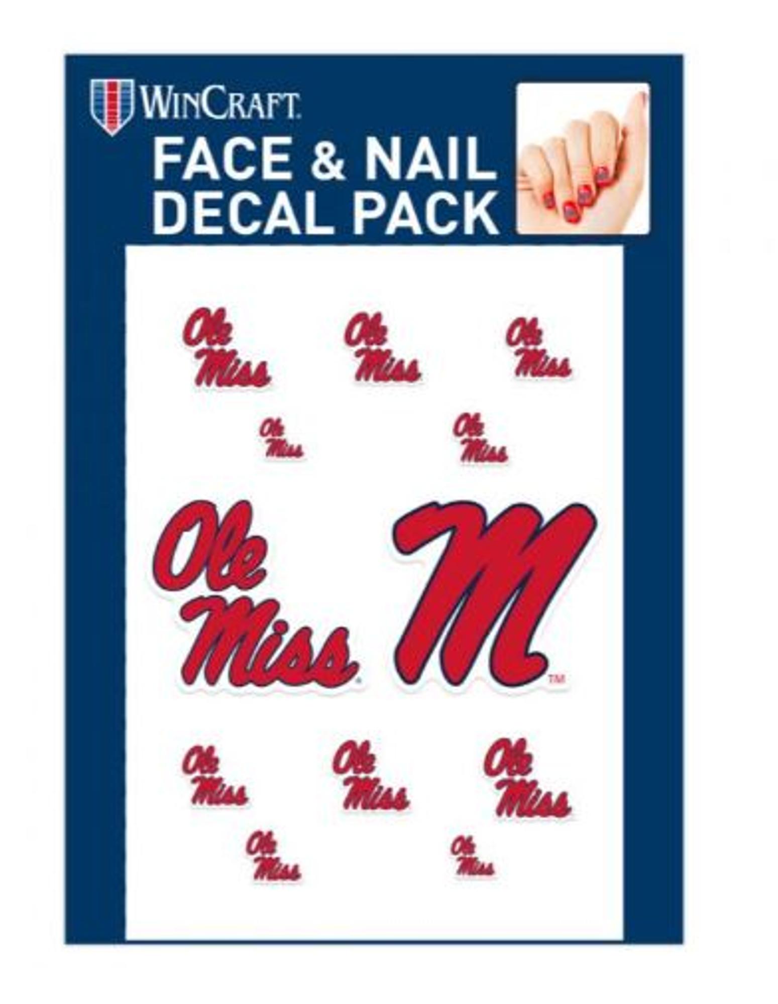 image of: Ole Miss Script Face and Nail Decal Pack