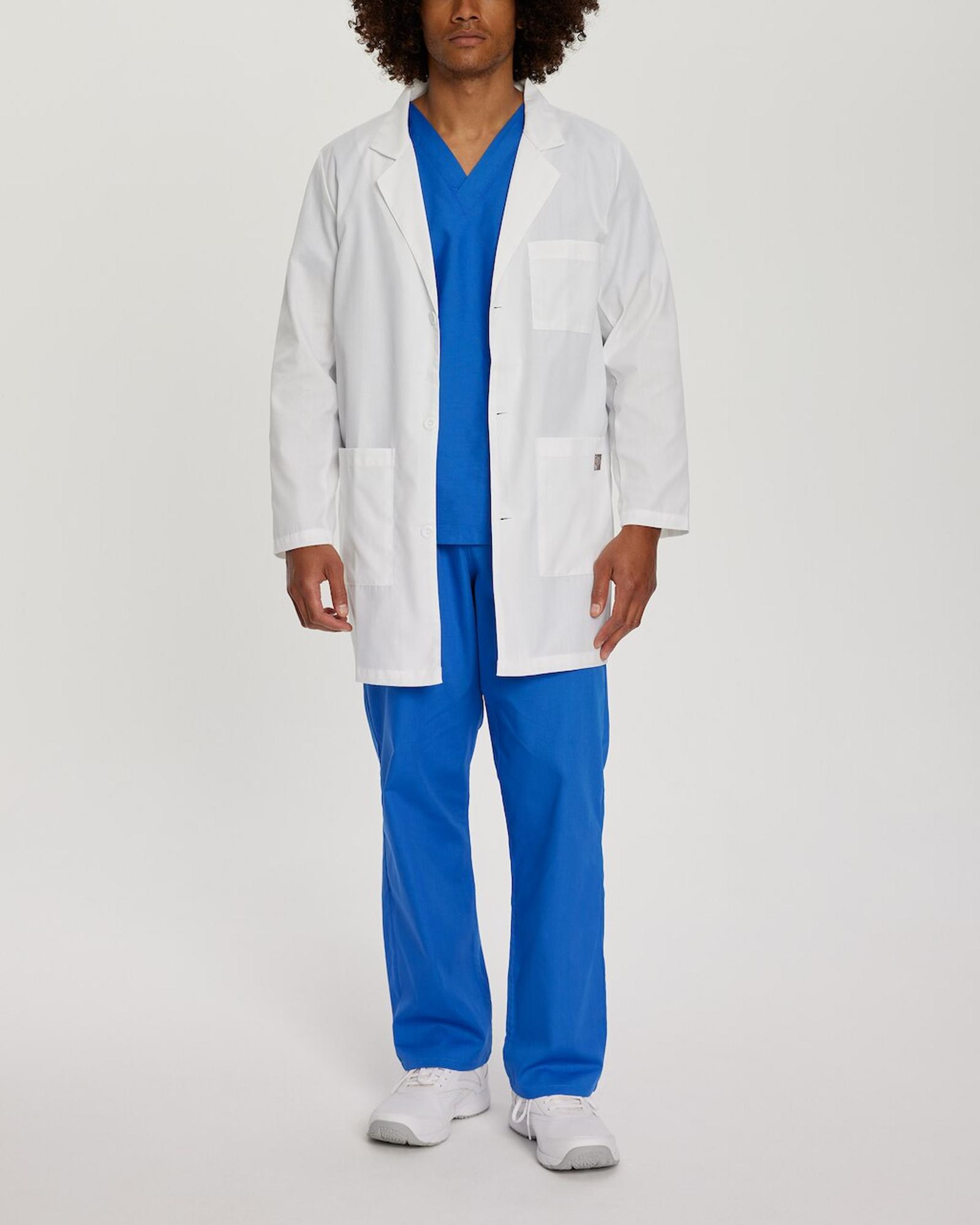 image of: Unisex Three-Button Lab Coat, White