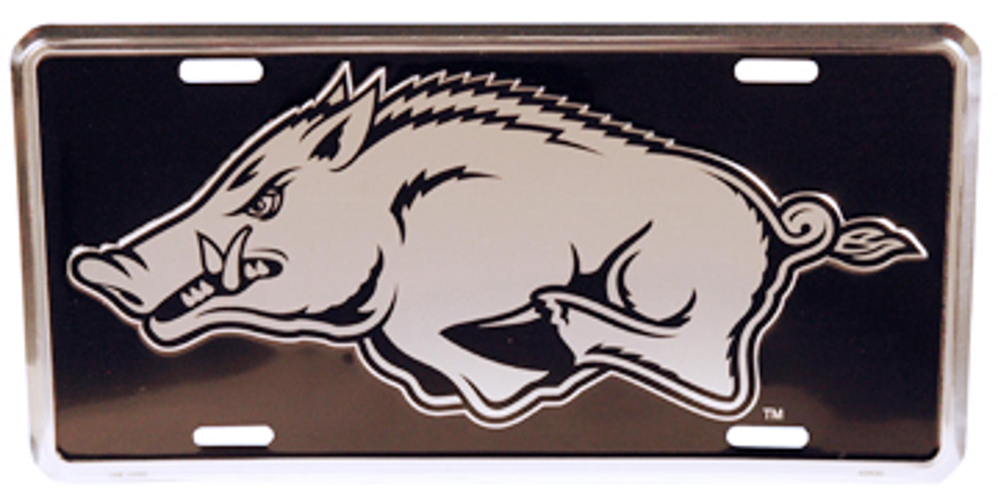 image of: Arkansas Razorbacks Black Logo License Plate