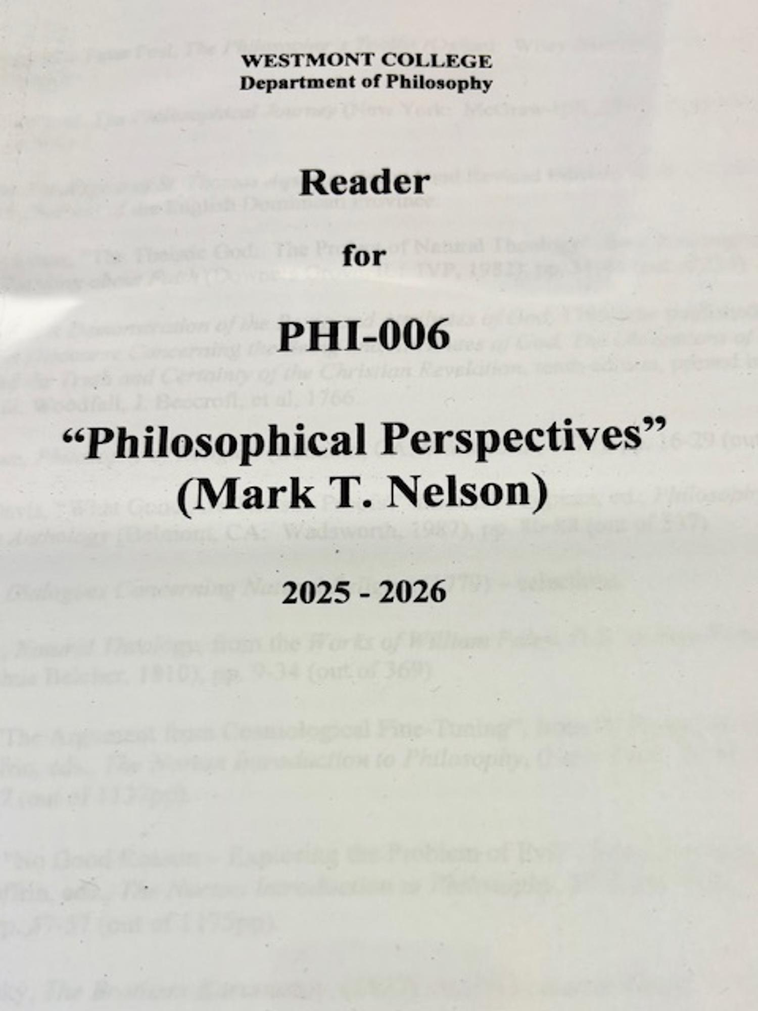 Cover image for F25 PHI 006 Nelson Reader