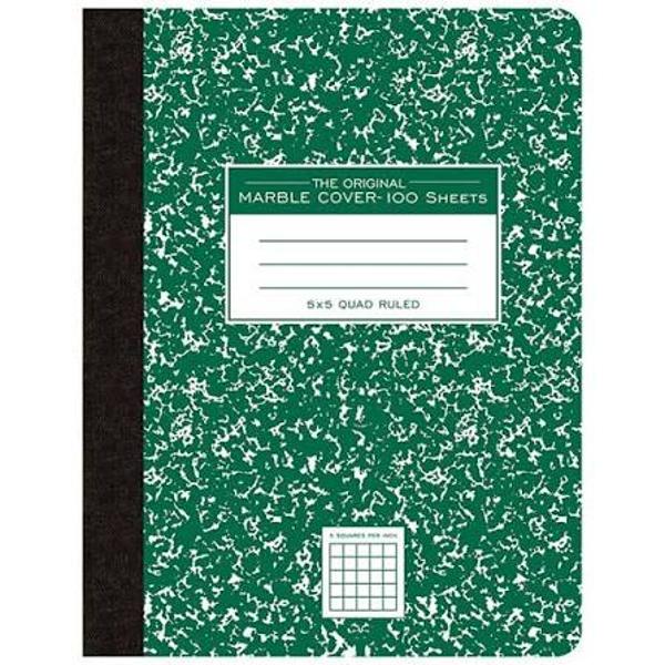 GRAPH COMPOSITION BOOK GREEN MARBLE; $4.99