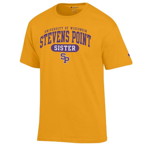 UWSP Sister Champion Basic Tee Shirt, Gold; $24.98