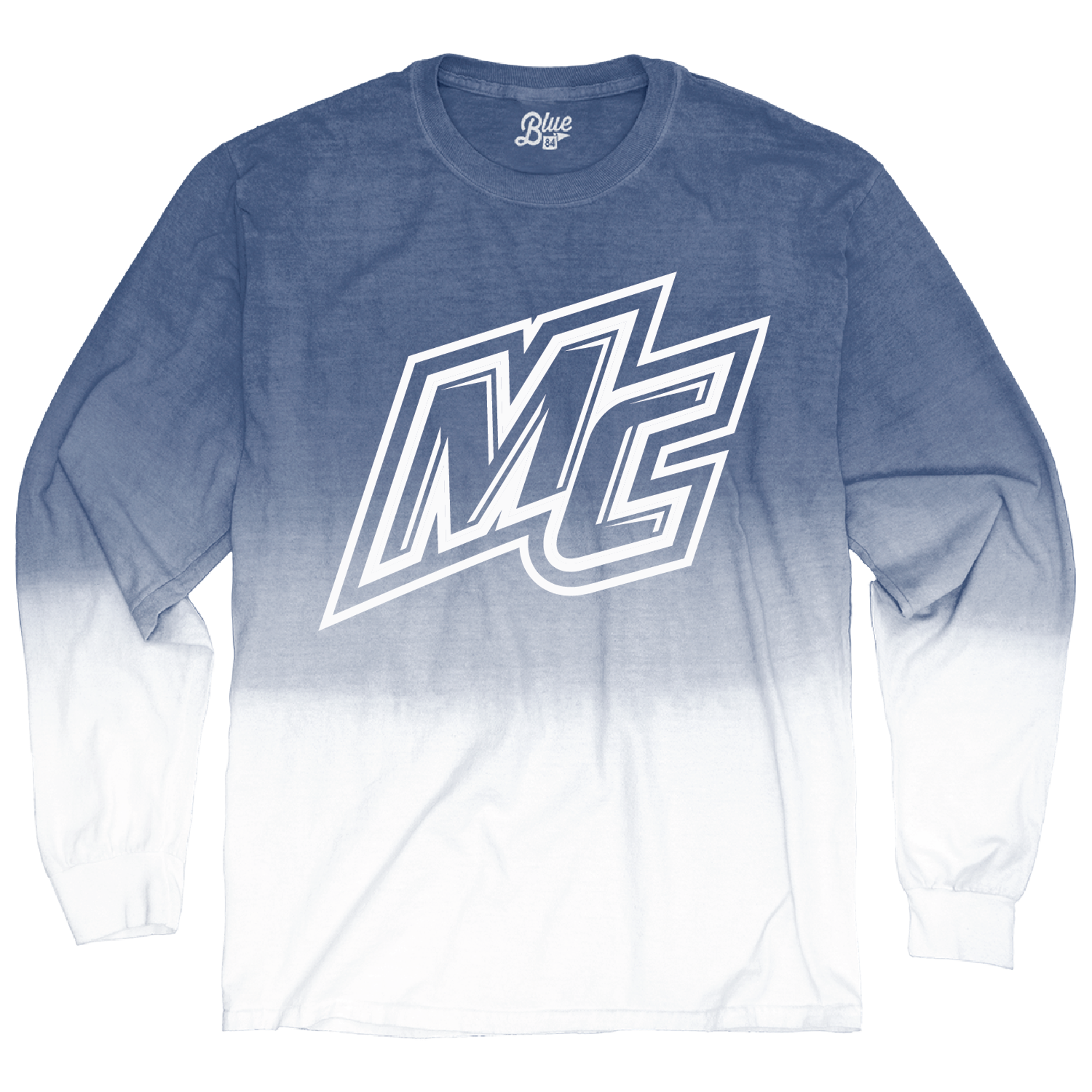 image of: Ombre Long Sleeve Tee Pacific Blue & White