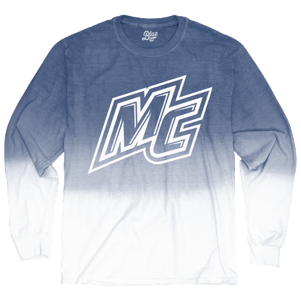 Ombre Long Sleeve Tee Pacific Blue & White; $32.99