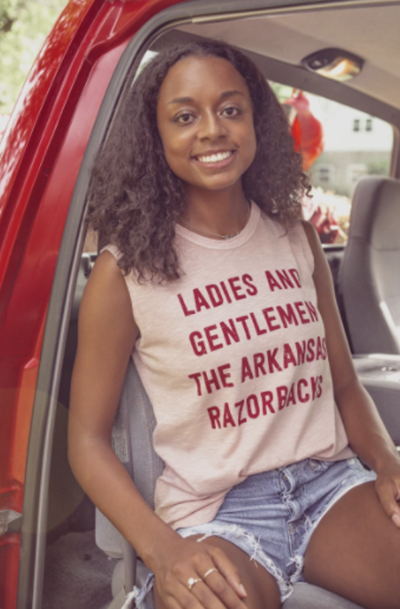 image of: Arkansas Razorbacks Women's Ladies and Gentlemen Muscle Tank- Rose